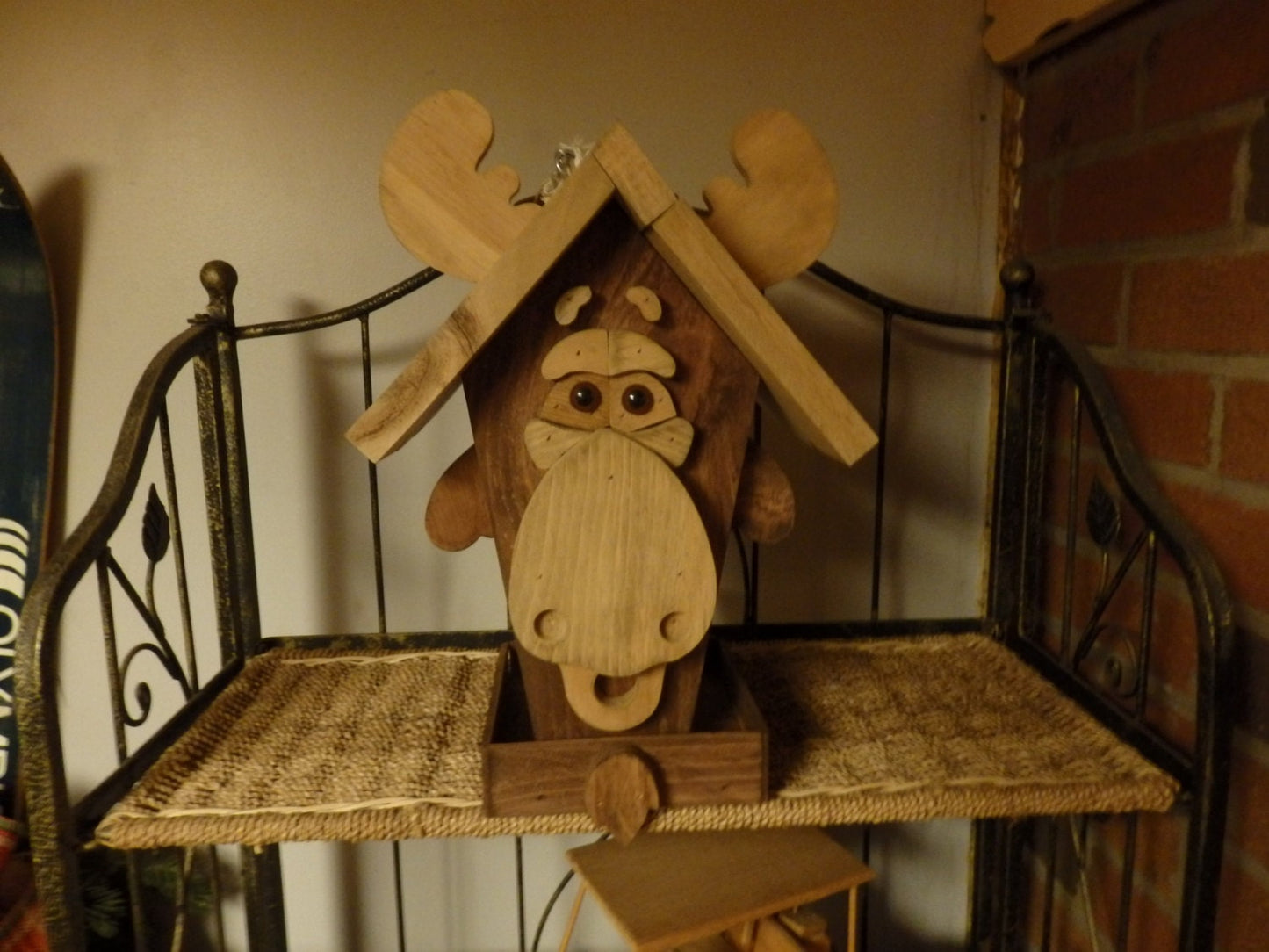 Whimsical Adirondack animal Moose Bird Feeder Small