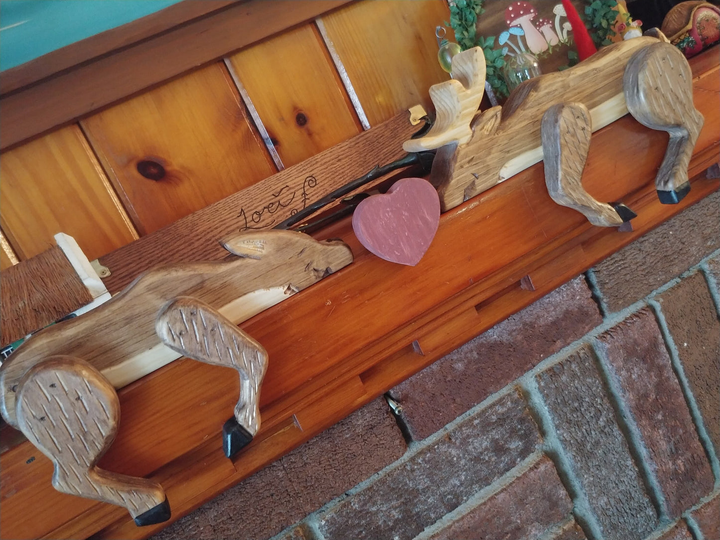 Heart Kissing Deer shelf sitters, medium 9.5 inch