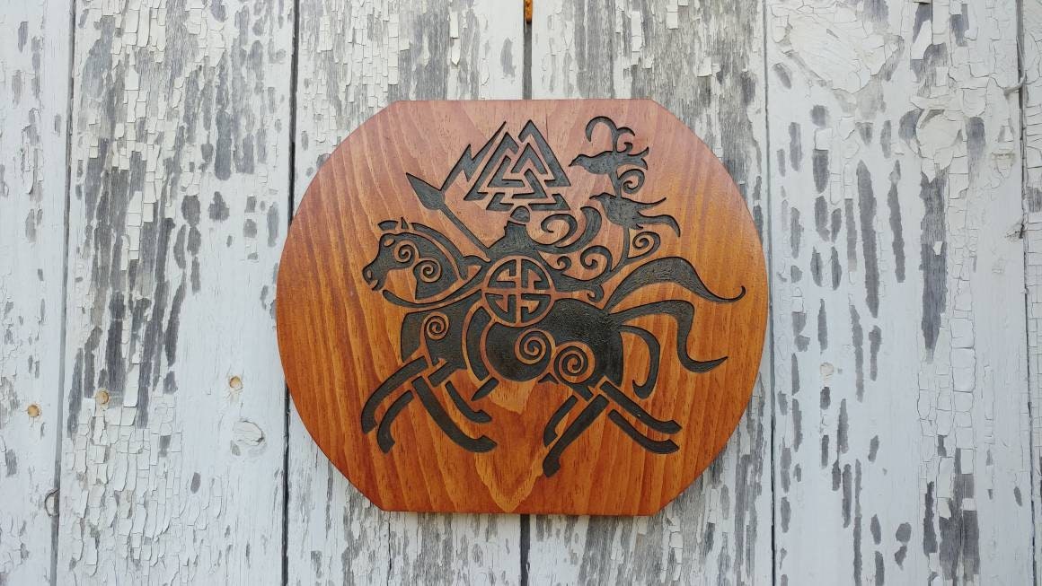 Odin and Sleipnir Carved Sign