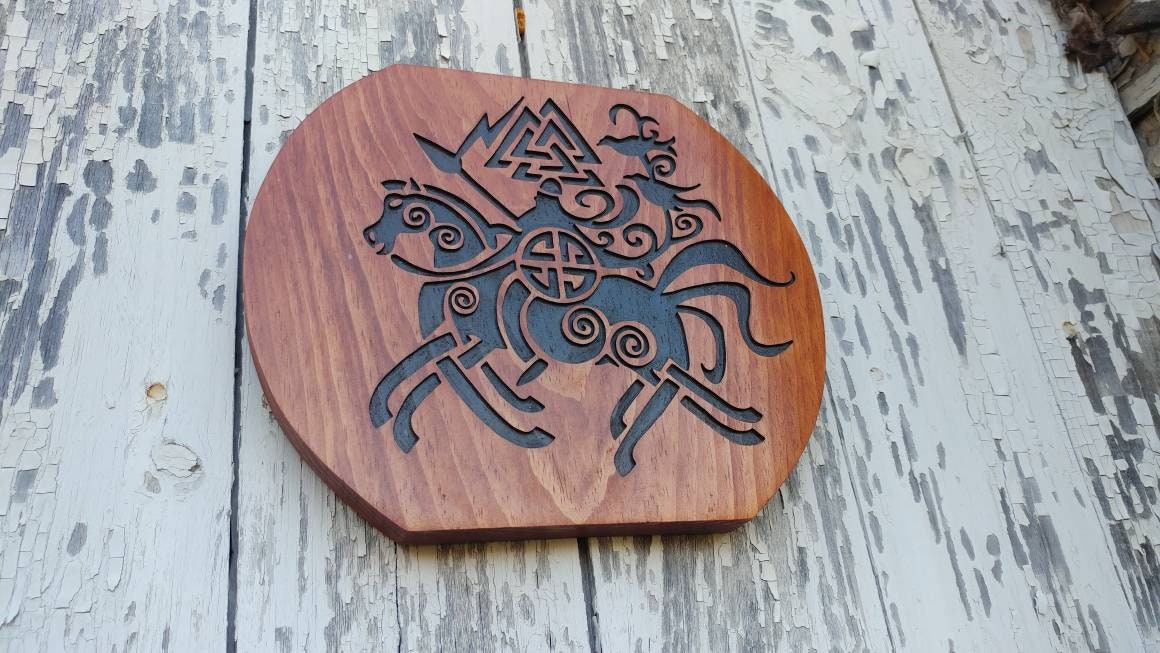 Odin and Sleipnir Carved Sign