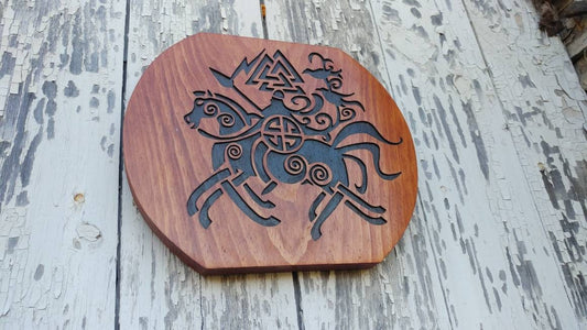 Odin and Sleipnir Carved Sign