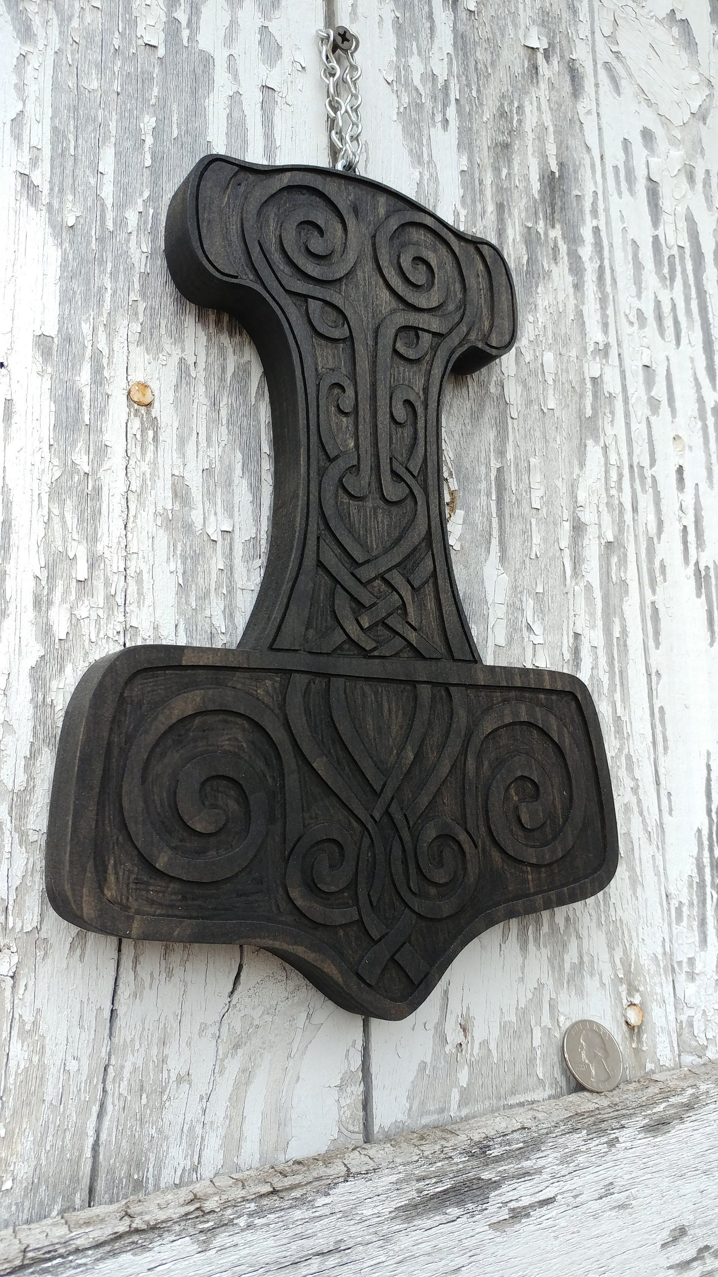 Mjollnir, Viking Norse Thor's Hammer Carving type B ebony