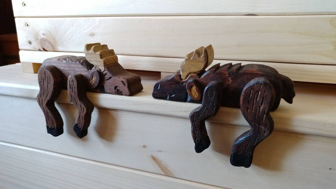 Kissing Moose, small matching Shelf Sitters