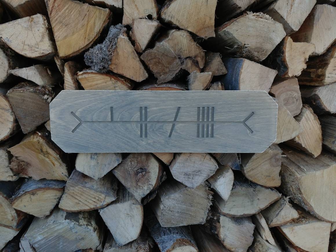 Home, Irish Ogham wood sign