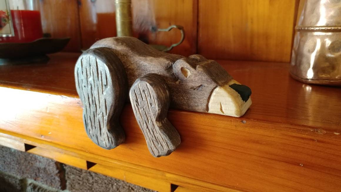 Small Adirondack animal Wooden brown Bear Shelf Sitter, 6"