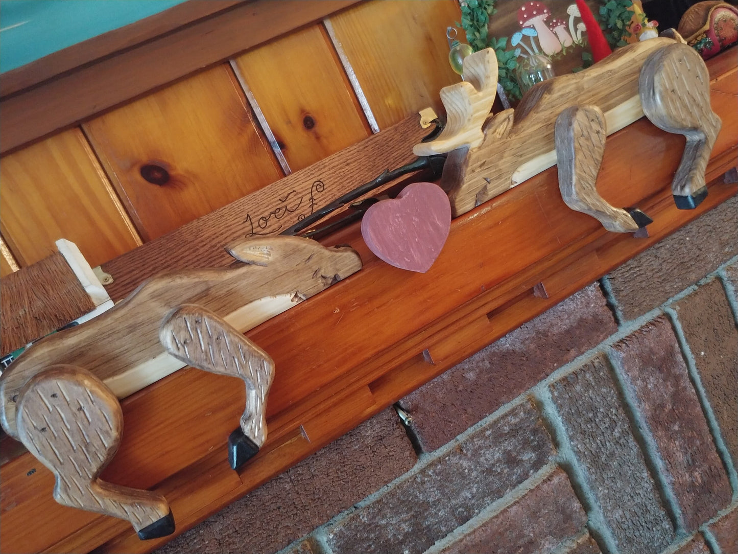 Heart Kissing Deer shelf sitters, medium 9.5 inch