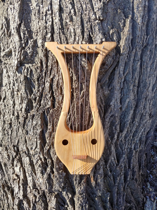 7 string ancient style lyre, travel size cherry