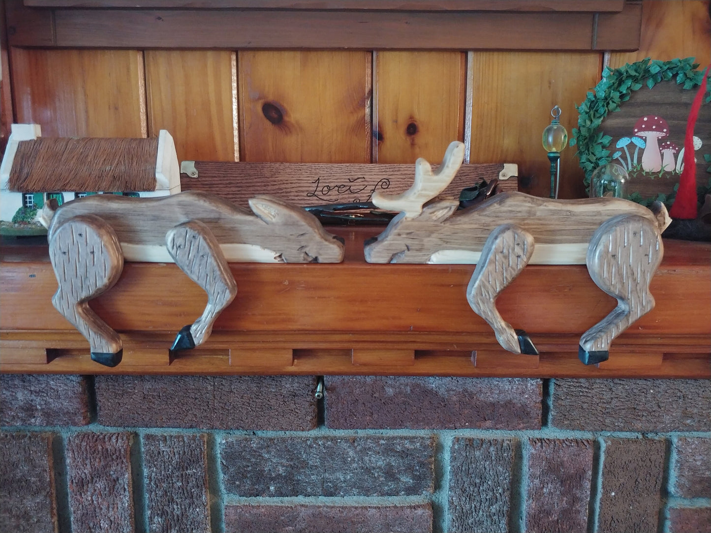 Heart Kissing Deer shelf sitters, medium 9.5 inch