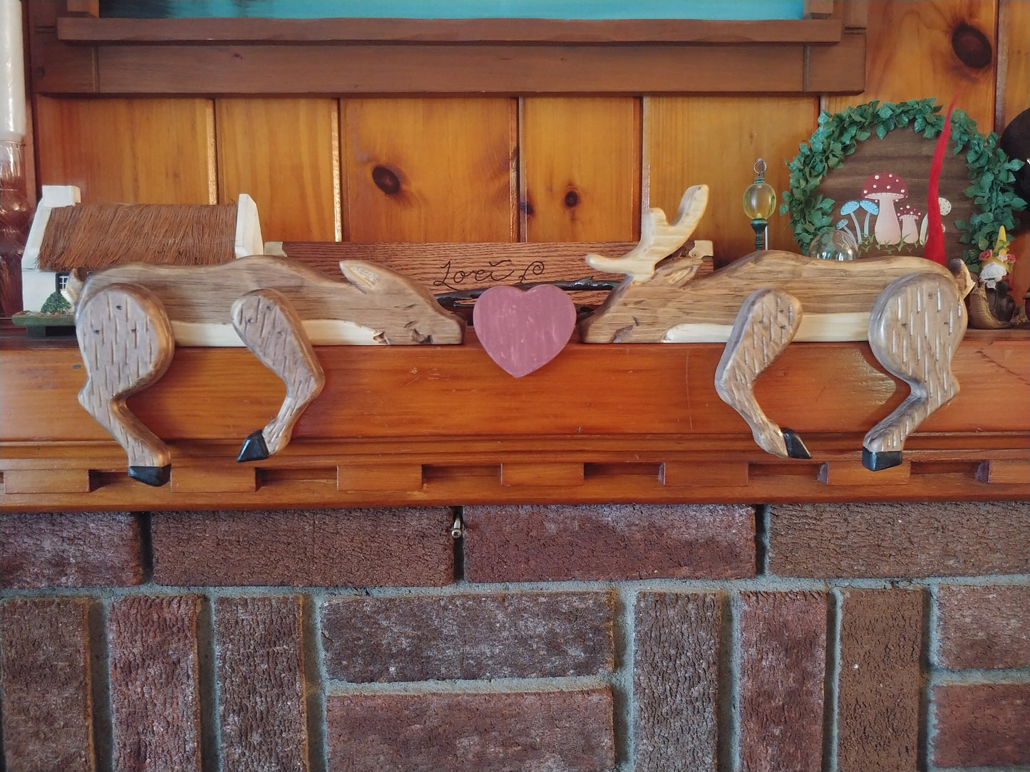 Heart Kissing Deer shelf sitters, medium 9.5 inch