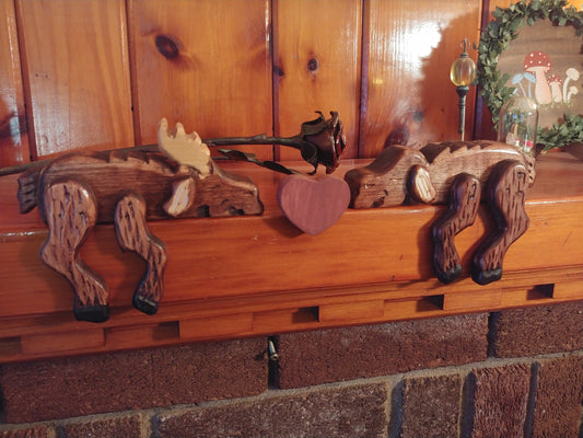 Heart Kissing Moose, small matching Shelf Sitters